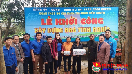 Đoàn thị trấn Cẩm Xuyên phối hợp tổ chức Lễ khởi công xây dựng nhà nhân ái cho hộ gia đình có hoàn cảnh khó khăn